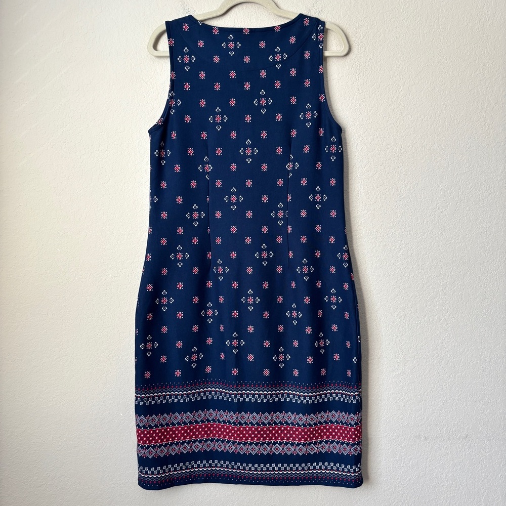 Talbots Printed Split Neck Cotton Shift Dress - image 7